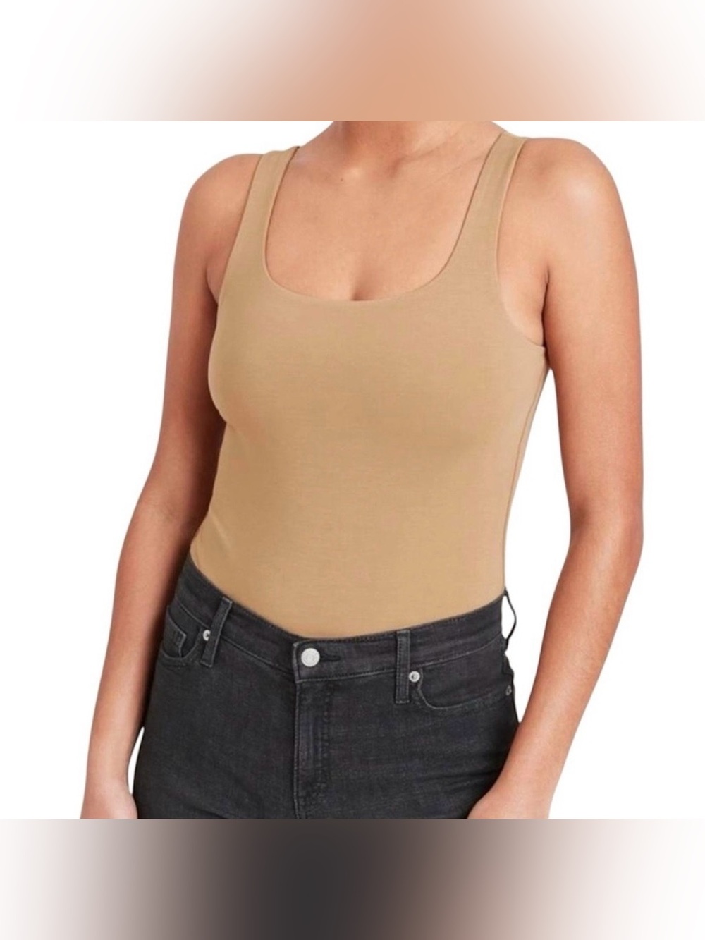 Banana Republic NWT True Hues Tank Bodysuit Scoop Neck Nude Camel Tan Size M